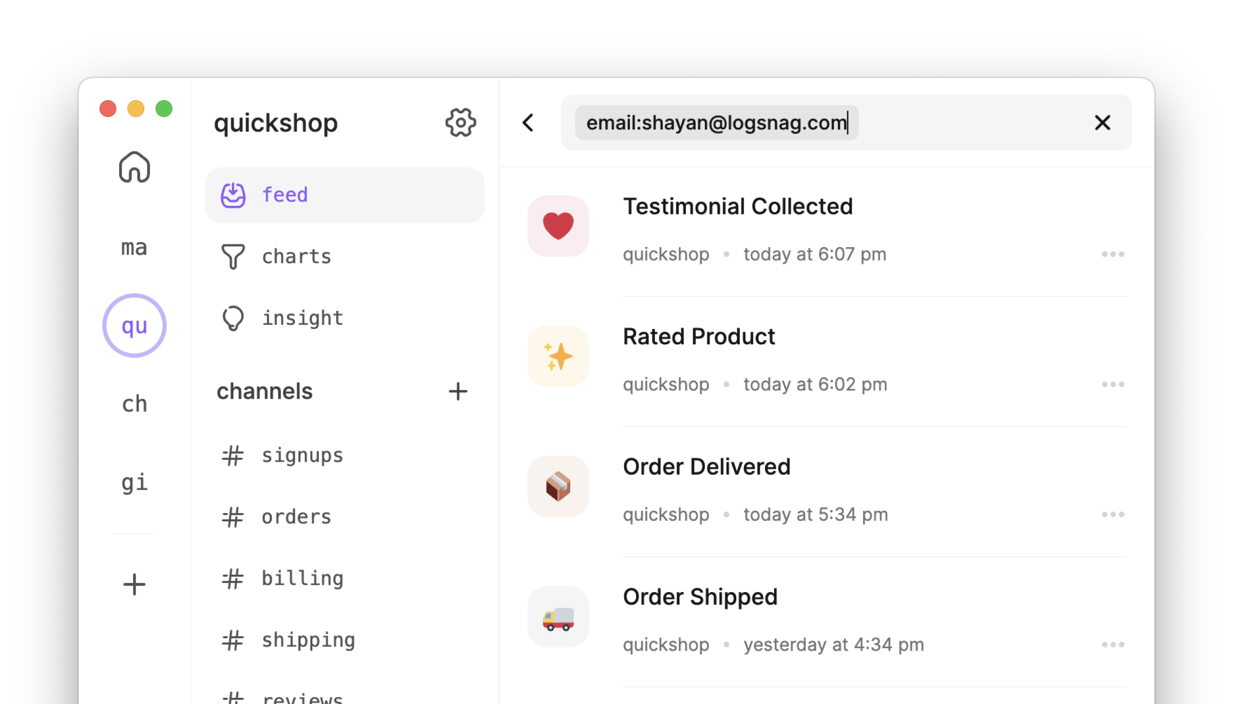 LogSnag screenshot 2