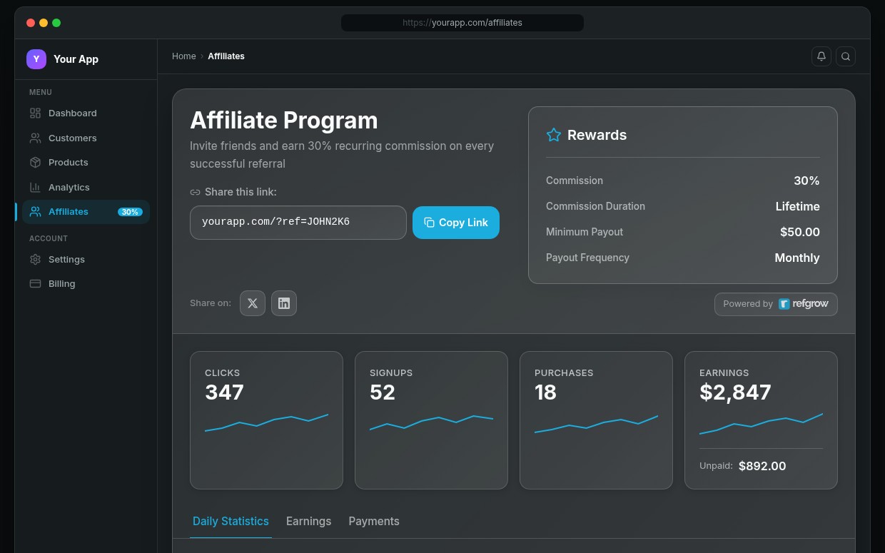 Refgrow screenshot 2